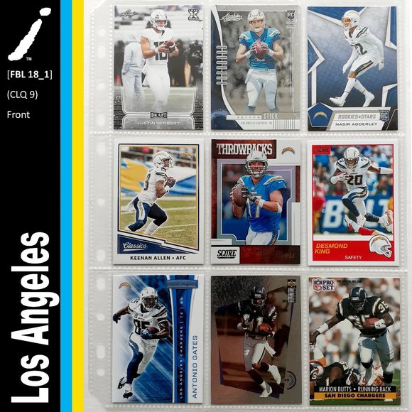 NFL Other - Los Angeles Chargers 9 Player Card Lot [FBL18_1]